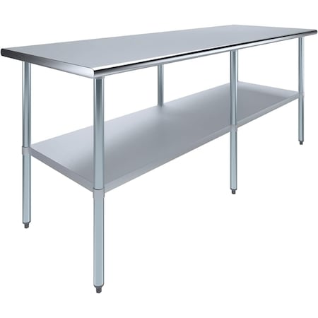 Amgood 30 in. x 84 in. Stainless Steel Table, Metal Utility Kitchen Prep Work Table, NSF AMG WT-3084-Z