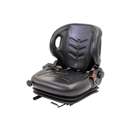 Uni Pro 57 Forklift Seat With Suspension, Black Vinyl, Orange Seatbelt GWG311479
