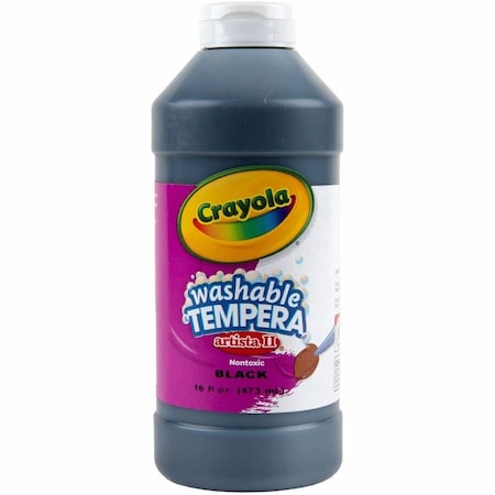 Crayola Artista II Washable Tempera Paint, 16 fl oz, Black 543115051