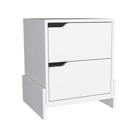 Homeroots 20" White Wood Two Drawer Nightstand 543693