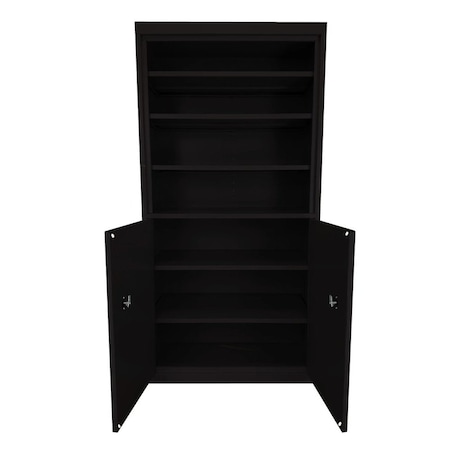 Steel Cabinets Usa Cabinet Bookcase, 72 in H, 33 in W, Black, 5 Shelves CBC-331872-B