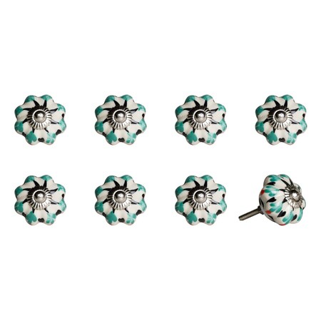Homeroots 1.5" X 1.5" X 1.5" Hues Of White Green And Black Knobs, 8PK 321695