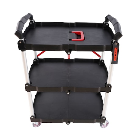 Edendirect Folding Service Cart with Wheels - 3-Tier Practical Trolley for Home, Garage, Office, and More IR-W227P163437