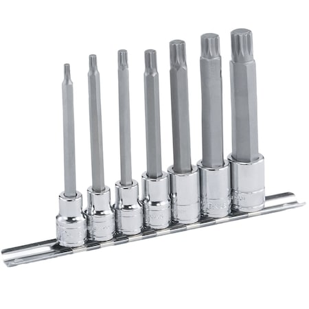 Genius Tools 7PC 3/8in Dr. Long Triple Square Bit Socket Set BS-307ML
