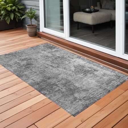 Homeroots 2' X 3' Gray Abstract Washable Non Skid Indoor Outdoor Area Rug 564260