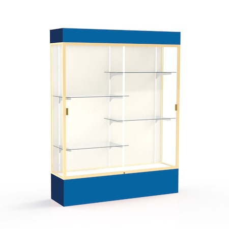 Ghent Lighted Floor Display Case 60x80x16, Plaque, Champange 3175PB-GD-RY