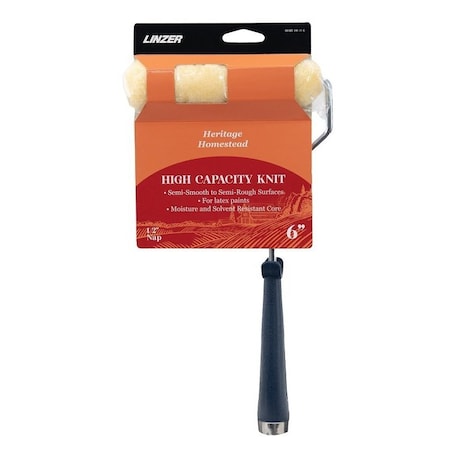 Linzer Trim Roller with Frame Threaded End, 1/2 in Nap, Polyester Cover, Metal/Plastic Roller HH MT 144-11 0600