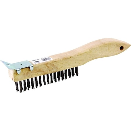 Prosource Wire Brush with Scraper, 1-3/4 in L Trim, Metallic Bristle, 3/4 in W Brush, 10-7/8 in OAL WB01416S