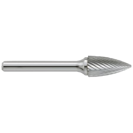 Garr Tool Burr, Series: SG, Pointed End, 1/4 in Diameter Head, Tree Head Shape, Double Cut 65012