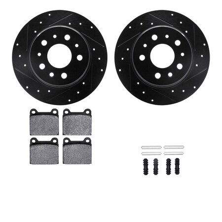 Dynamic Friction Co DFC Rotors-Drilled & Slotted-Black w/ 5000 Advanced Brake Pads Incl Hdw 8512-63008