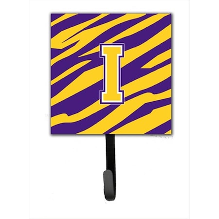 Carolines Treasures Initial I Tiger Stripe - Purple Gold Leash Holder Or Key Hook CJ1022-ISH4