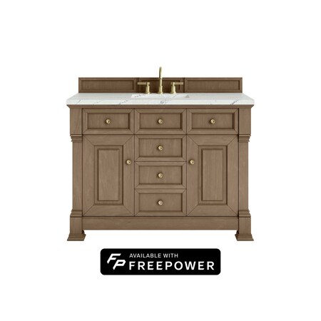 James Martin Vanities Brookfield 48 in. Single Vanity, Pecan w/ 3 CM Ethereal Noctis Silestone Top 547-V48-PCN-FENC