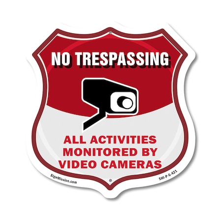 Signmission No Trespassing Shield Sign All Activitie, 6 Inch X 6 Inch, Plastic Sign SHI-P-6-421