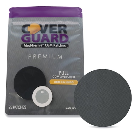 Coverguard CGM Overpatch, Freestyle Libre 3, Black Full Coverage, Waterproof, Anti-Fray, Sensor Protection, 25PK 101-101B