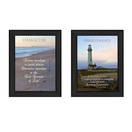 Homeroots Set Of Two Character 1 Black Framed Print Wall Art, 2PK 405749