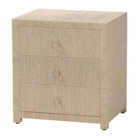 Bali & Pari Quinn Bohemian Woven Natural Grasscloth 3-Drawer Nightstand 254-14031-ZORO