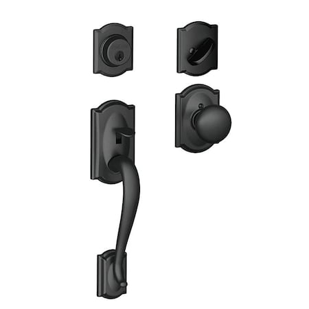 Schlage Lock Schlage F Series Combination Lockset, Mechanical Lock, Knob Handle, Round Design, Matte Black F60CAM622PLY