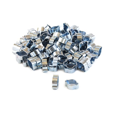 Primefit OHC Zinc-Plated Steel Double Ear Hose Clamps, Range 11mm-13mm, 100PK OHC13-100