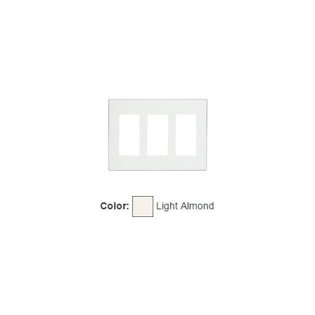 Leviton Decora Wallplate, Screwless, Standard Size, Gang 3, Light Almond 80311-ST