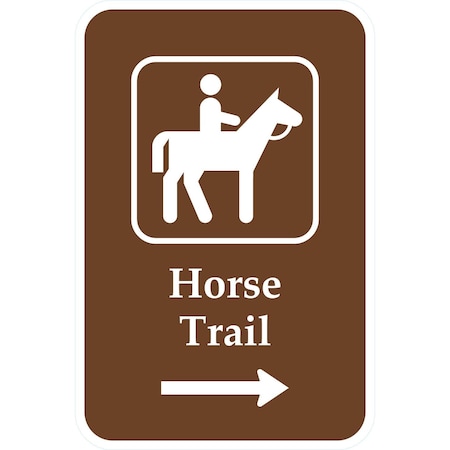 Lyle Horse Trail (with Right Arrow & Horse Rider Graphic), 12x18, Engineer Grade, White G-3783-EG_12x18