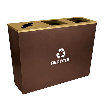 Ex-Cell Kaiser Metro Collection Recycling Receptacle Triple Stream Steel 54 gal Brown RC-MTR-3 HCPR