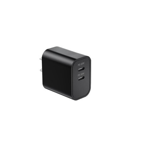 Cable Wholesale Dual USB C Travel Charger, PD, 60W, Black 90W1-430BK