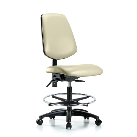 Blue Ridge Ergonomics Medium Bench Chair No Arms, 22" to 29" Height, Vinyl, Adobe White BR-VMBCH-MB-RG-T0-A0-CF-RC-8501