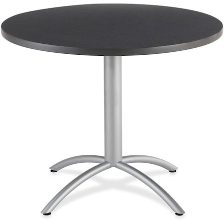 Cafeworks CafeWorks Cafe/Breakroom Table, Graphite Granite Top, Silver Frame, 42 in Dia x 30 in H 65648