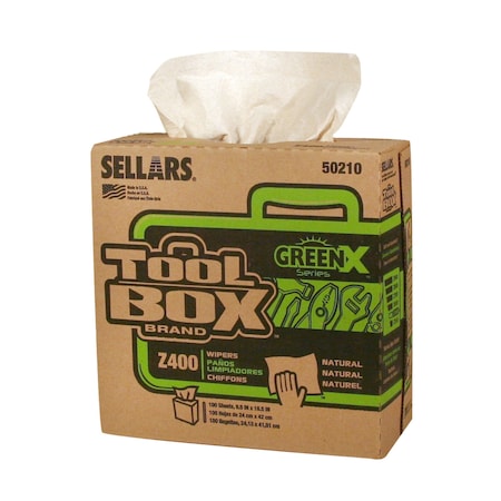 Sellars Toolbox Z400 Greenx Interfold 100Ct Natural 8.5"X16.5" 8/Cs, 8PK 50210