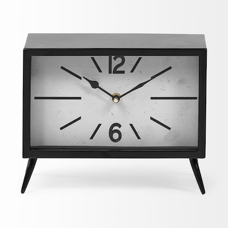 Homeroots Rectangular Black Metal Desk Table Clock 376227