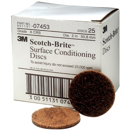 Scotch-Brite Surface Conditioning Disc, 07453, A/O Coarse, 2 in x NH, 4PK SC-DH