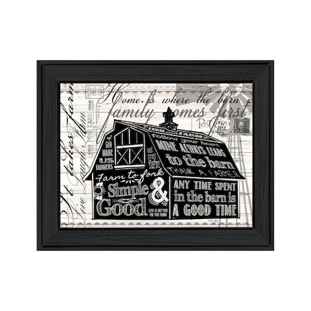 Homeroots SIMPLE & GOOD BARN Black Framed Print Wall Art 529768