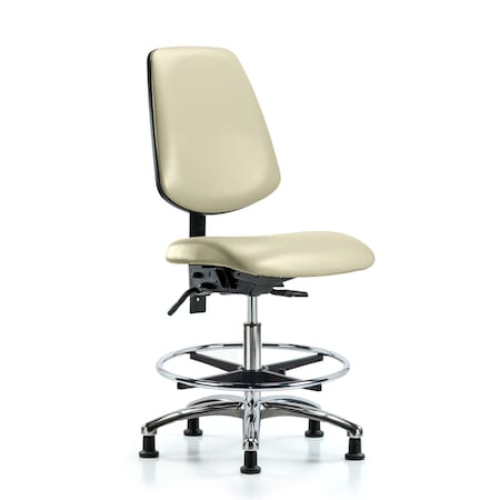Blue Ridge Ergonomics Vin Med Ben Chair w/ Med Bk CF Gld Wht BR-VMBCH-MB-CR-T0-A0-CF-RG-8501