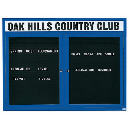 Aarco Outdoor Enclosed Directory w/ Al Frame Header, Powder Coated Blue, 48''Hx60''W OADC4860HB