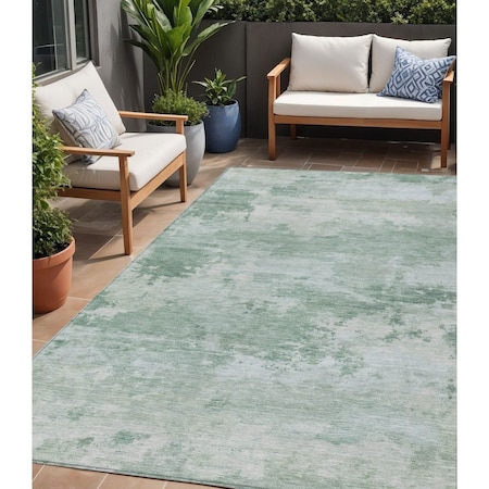 Homeroots 5' X 8' Mint Green And Pale Aqua Abstract Washable Indoor Outdoor Area Rug 630922