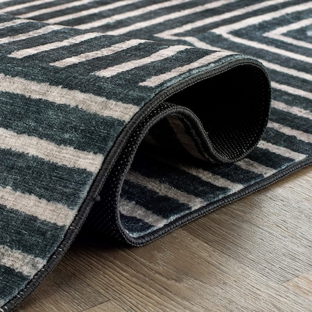 World Rug Gallery Distressed Bohemian Stripes Washable Non Slip Runner Rug 2 ft x 8 ft Anthracite WR76ANTHRACITE2X8