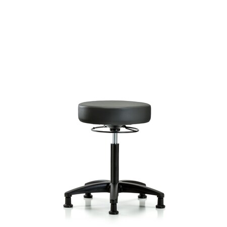 Blue Ridge Ergonomics Vinyl Stool, Med Bench, Glides, Carbon BR-VMBSO-RG-NF-RG-8823