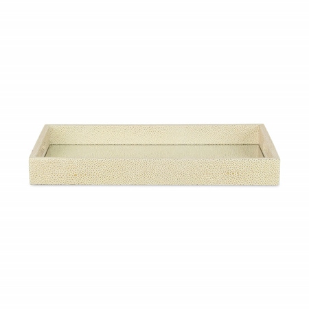 Homeroots 16in White Gold Rectangular Wood Handmade Tray With Handles 483294