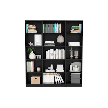 Homeroots 71" Black Five Tier Bookcase 546350