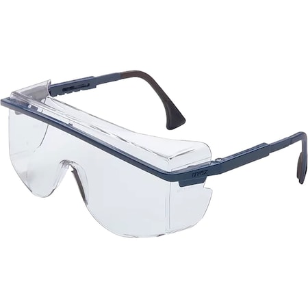 Uvex OTG Rimless Safety Glasses with Blue Temple and Clear Lens with Anti-Scratch Hard Coating S2510C