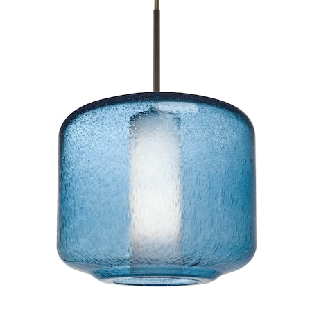 Besa Lighting Besa Niles 10 Pendant, Blue Bubble/Opal, Bronze Finish, 1x 5W MAX E26 Base 1JT-NILES10BO-LED-BR