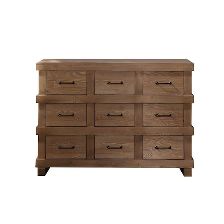 Homeroots 44" Brown Solid Wood Nine Drawer Triple Dresser 285585