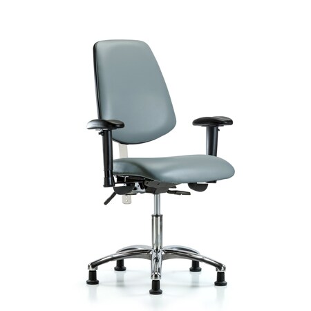 Blue Ridge Ergonomics Vinyl Clean Room Chair, Adjustable Arms BR-NCR-VDHCH-MB-CR-T0-A1-RG-8822