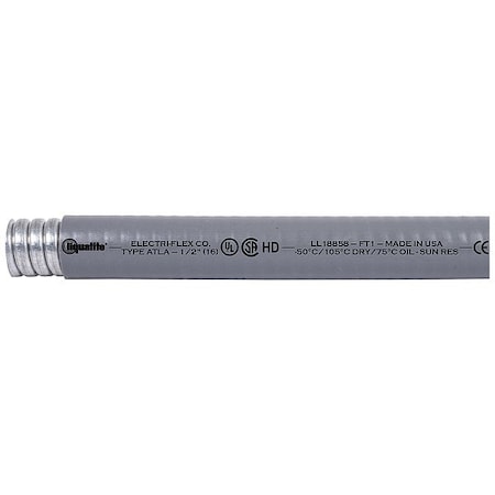 Liquatite Liquid-Tight Flex Metal Conduit, 3/4 in Trade Size, 100 ft, 4-1/4 in Bend, Steel, Gray ATLA-12