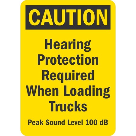 Lyle Hearing Protection Required When Loading Trucks, Peak Sound, 7x10, Non-Reflective, Yellow G-17348-PL_7x10
