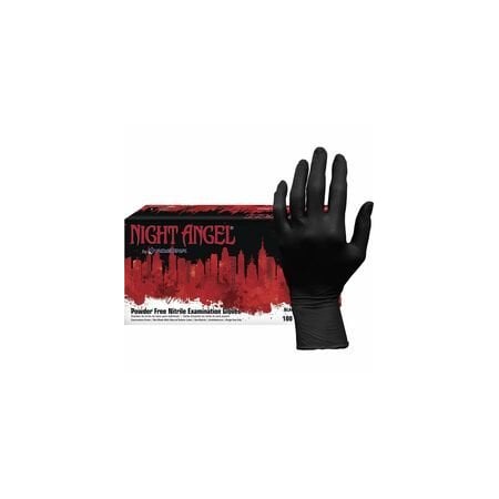 Night Angel Nitrile Powder Free Exam Glove - 4 mil Thickness x 9.40in Glove Length - Small Size - For, 10PK NGL222