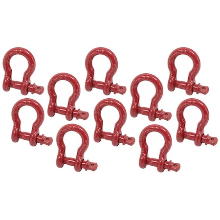 Mytee Products 7/16in 1.5 Tons Anchor Shackle Forged Carbon Steel & Alloy Screw Pin, 10PK SHACKLE-ANCHOR-SP-716x10