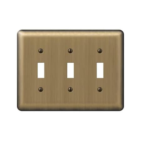 Livewire 154TTT 3 Toggle Wall Plate  Brushed Brass LI708759