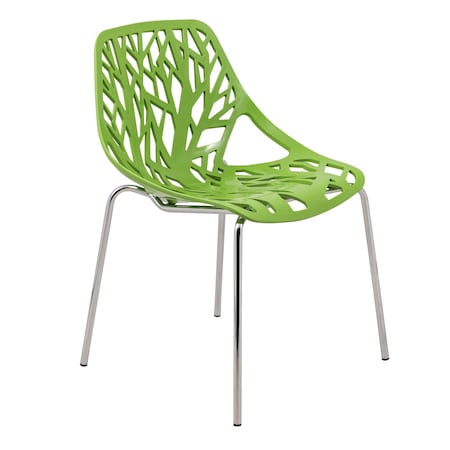Leisuremod Modern Asbury Dining Chair with Chromed Legs, Green AC16G