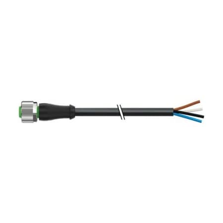 Murrelektronik Cordset, Straight, M12, Black, 22 AWG, 4A 7000-12221-6140500